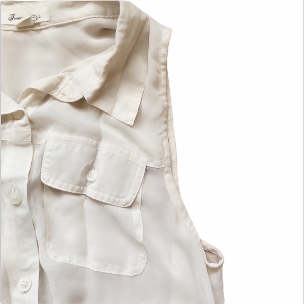 Forever21 Cream Button Down Blouse - Picture 3 of 5